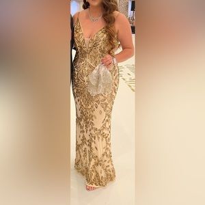 Mac Duggal Gold Evening Dress